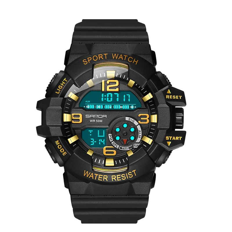 Цифровые мужские водонепроницаемые студенческие часы модные