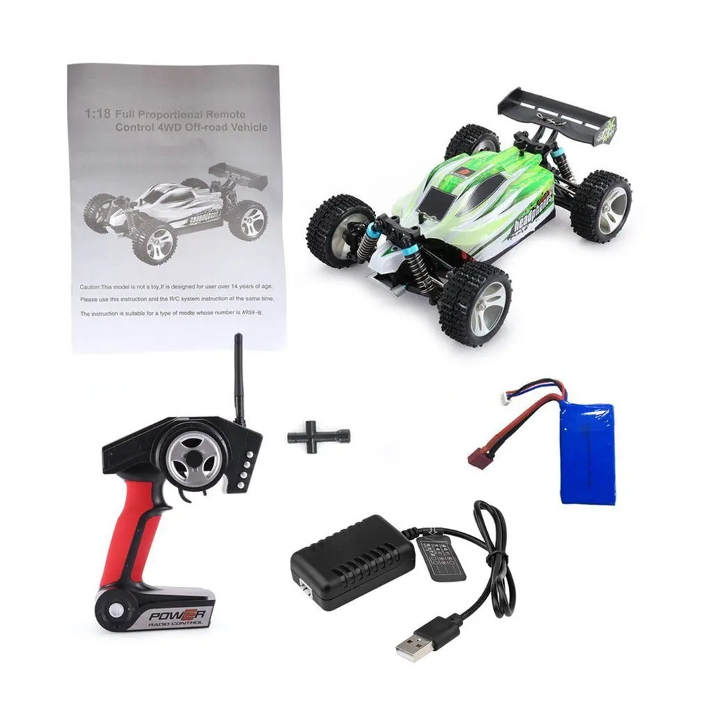 

WLtoys A959B/A959 2.4G 1/18 Full Proportional Remote Control 4WD Vehicle 70KM/h High Speed Electric RTR Off-road Buggy Car HOT