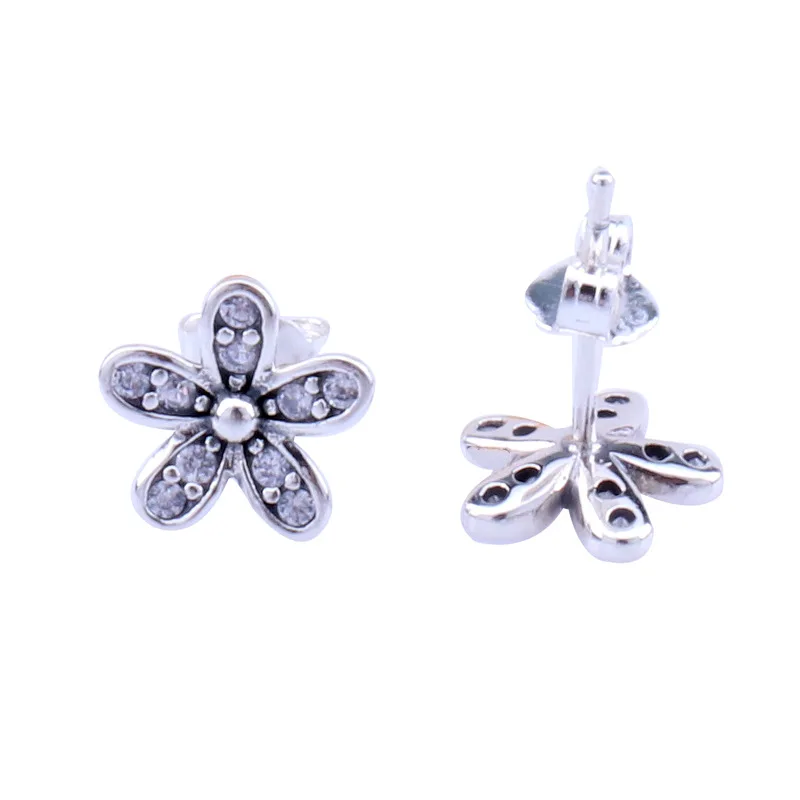 

Authentic S925 Sterling Silver Pan Earring Silver Lucky Clover Elegant Earrings For Women Wedding Party Gift Fashion Jewelry