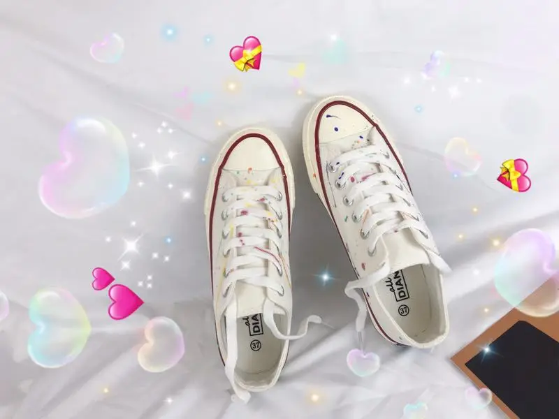 Кеды женские на шнуровке Вулканизированная подошва Классические холщовые туфли