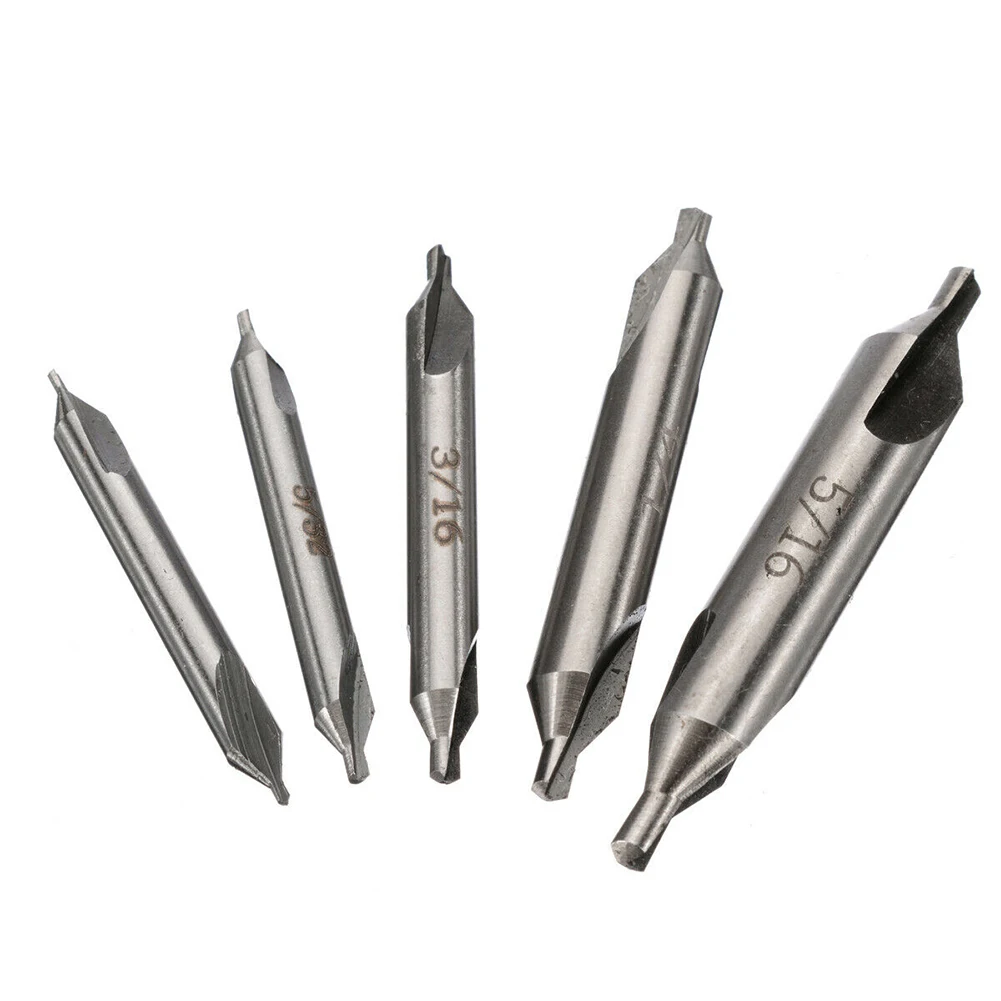 

5pcs 60 HSS Center Spotting Drill Bit Combined Countersink Bits Set 1/8", 3/16", 1/4", 5/16", 5/32"