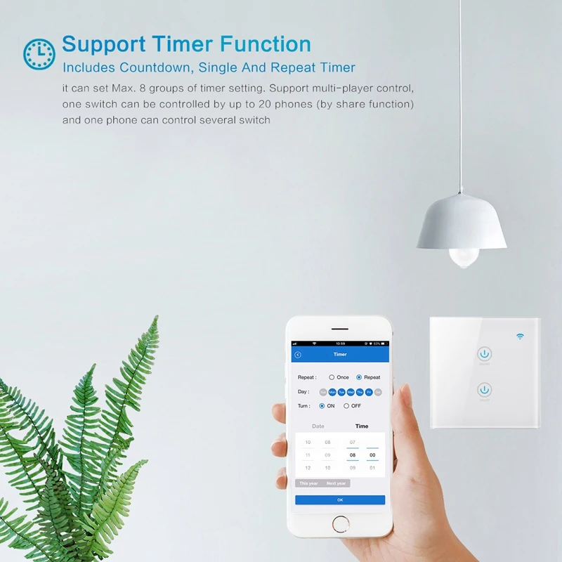 Умный Wifi переключатель EU US 2 банда Tuya Smart Life App беспроводной пульт дистанционного