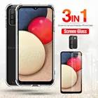 Чехол A02S 3-в-1, стеклянный + воздушный чехол для Samsung galaxy a02s a02 s, прозрачный противоударный чехол для samsung a 02 s 02 s galaxya02s
