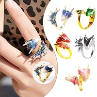 ring exquisite adjustable unisex punk jewelry enamel chinese elements dragon ring for party