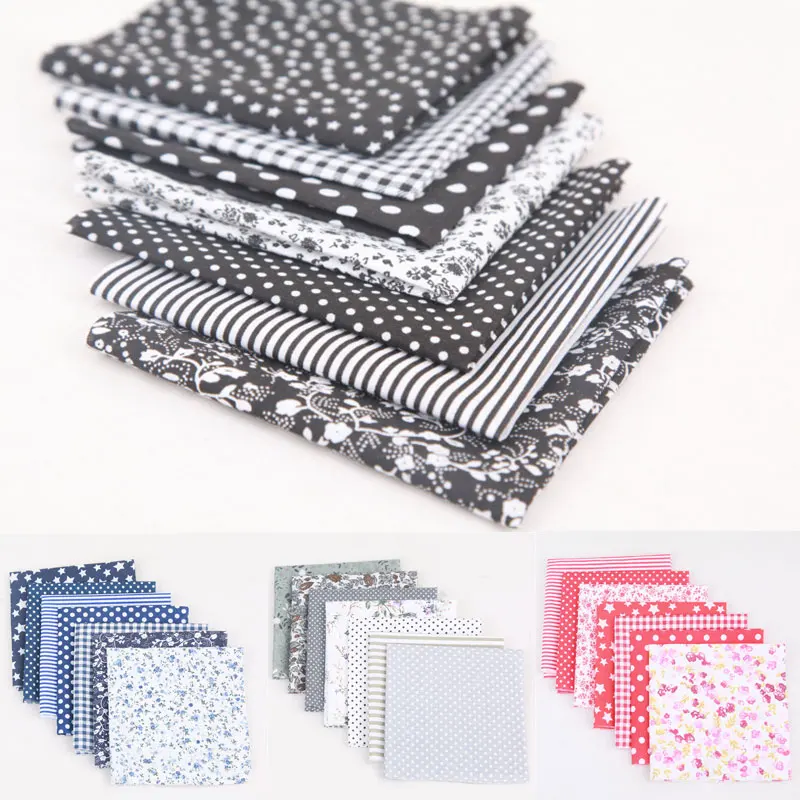 

7pcs 50x50Cm 10*10Cm Cotton Fabric Printed Cloth Sewing Quilting Fabrics For Patchwork Needlework DIY Handmade Accessories