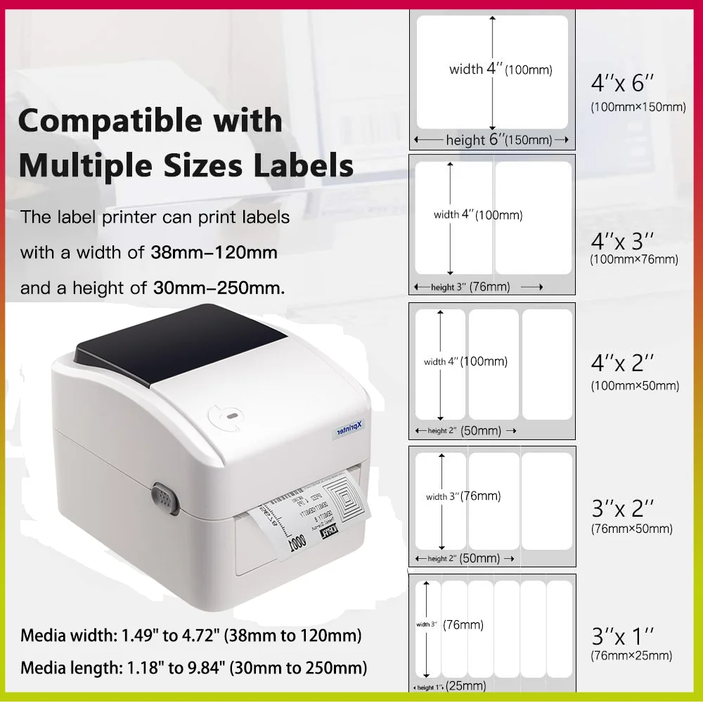 XPrinter XP-420B Bluetooth термальный принтер для этикеток размер A6 waybill AWB печать QR-кода с ПК