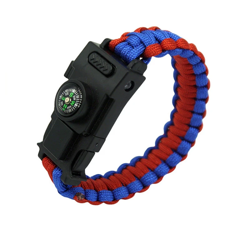 Blue Red Светодиодный светящийся защитный Паракорд для выживания 550 Камуфляжный браслет Terkking походный Аварийный Браслет для первой помощи 25 см браслет для ручных часов - Цвет: Blue Red