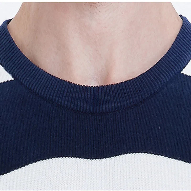 

Autumn Winter Men O-neck Cotton Pullover Striped Slim Fit Comfortable Sleeve Clothes Knitted Casual Male Sweater Drop Shopping