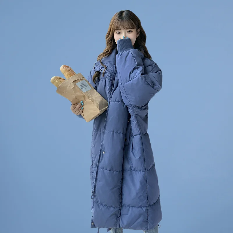 

Women Winter Coat Korean Style Femme Loose Thicken Warm Parkas 2021 Long Sleeve Straight Female Mid-length Overcoat Abrigos