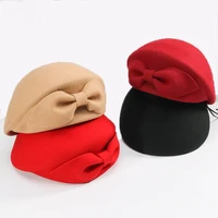 2019 ladies red wedding hat for women vintage 100 wool felt pillbox hats black fascinator winter fedoras bow beret church hats