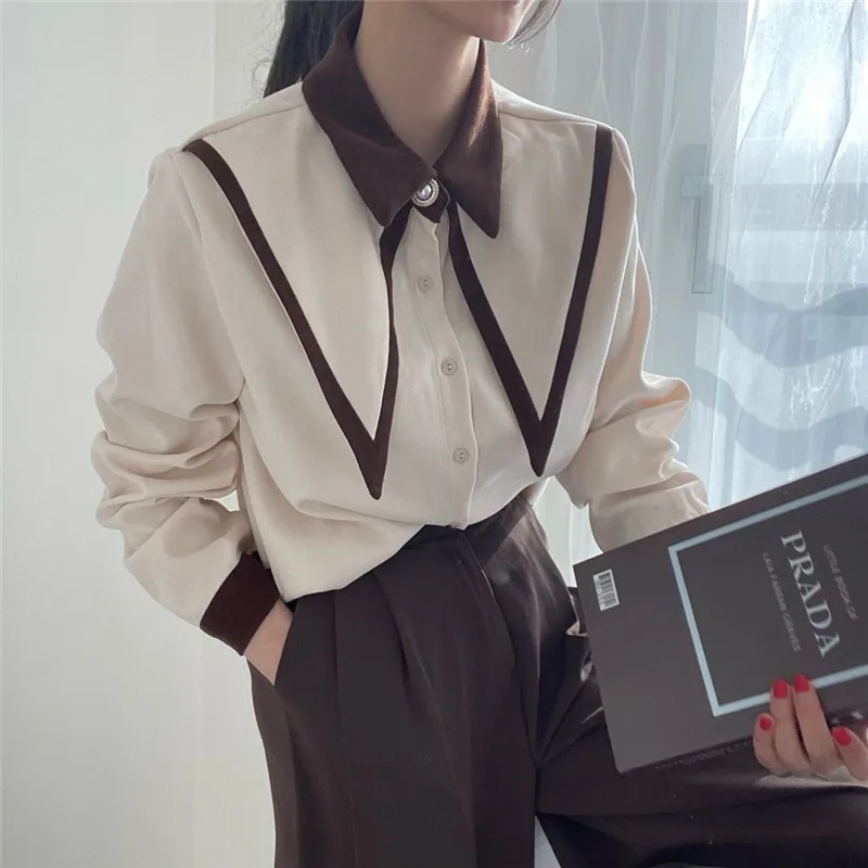 

RUGOD 2021 spring lapel commuter style contrast shirt