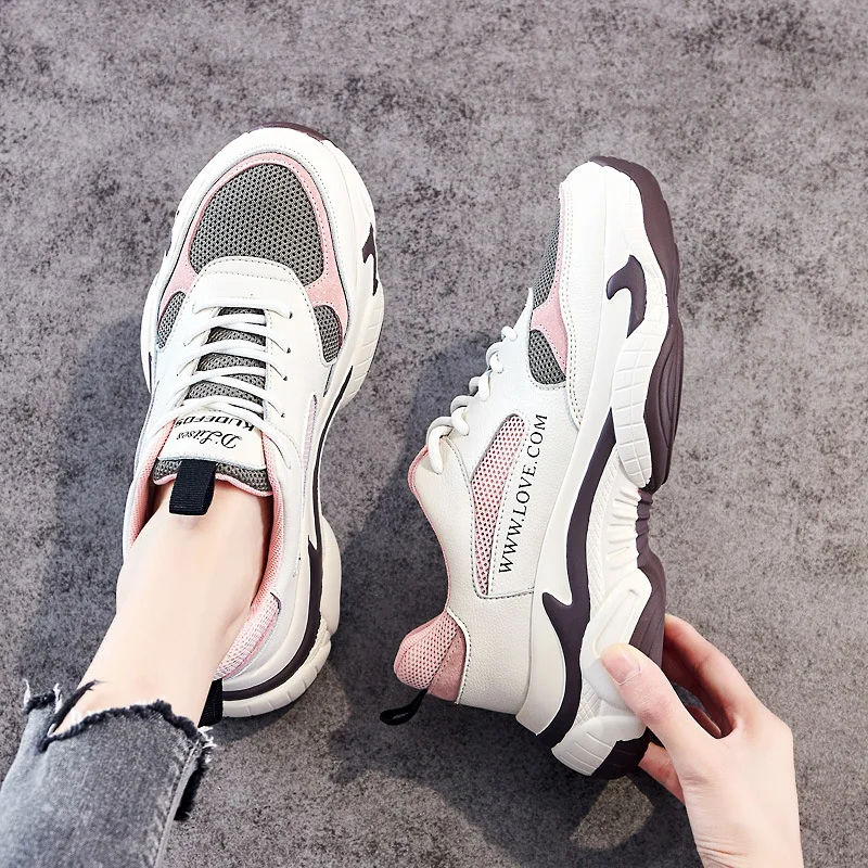 

Dad Shoes Women's New Autumn Korean Women's Sneakers Platform Increased Leather Breathable Casual Women's Shoes