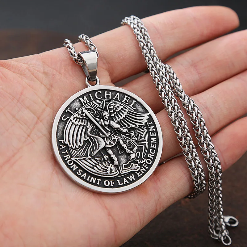 Ретро Майкл защиты Us круглый медаль Цепочки и ожерелья с подвесками