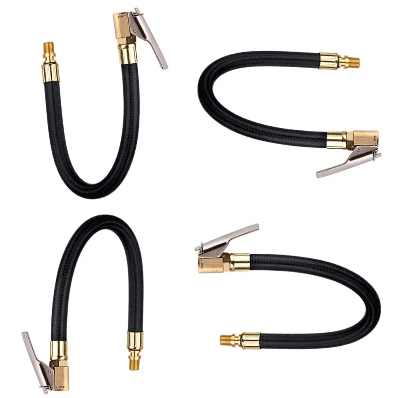 Tire Inflator Hose Extension Tube Air Chuck Inflatable Tyre Thread Nozzle Clip Adapter Flexible Car Automobile Bike Cycling Pump