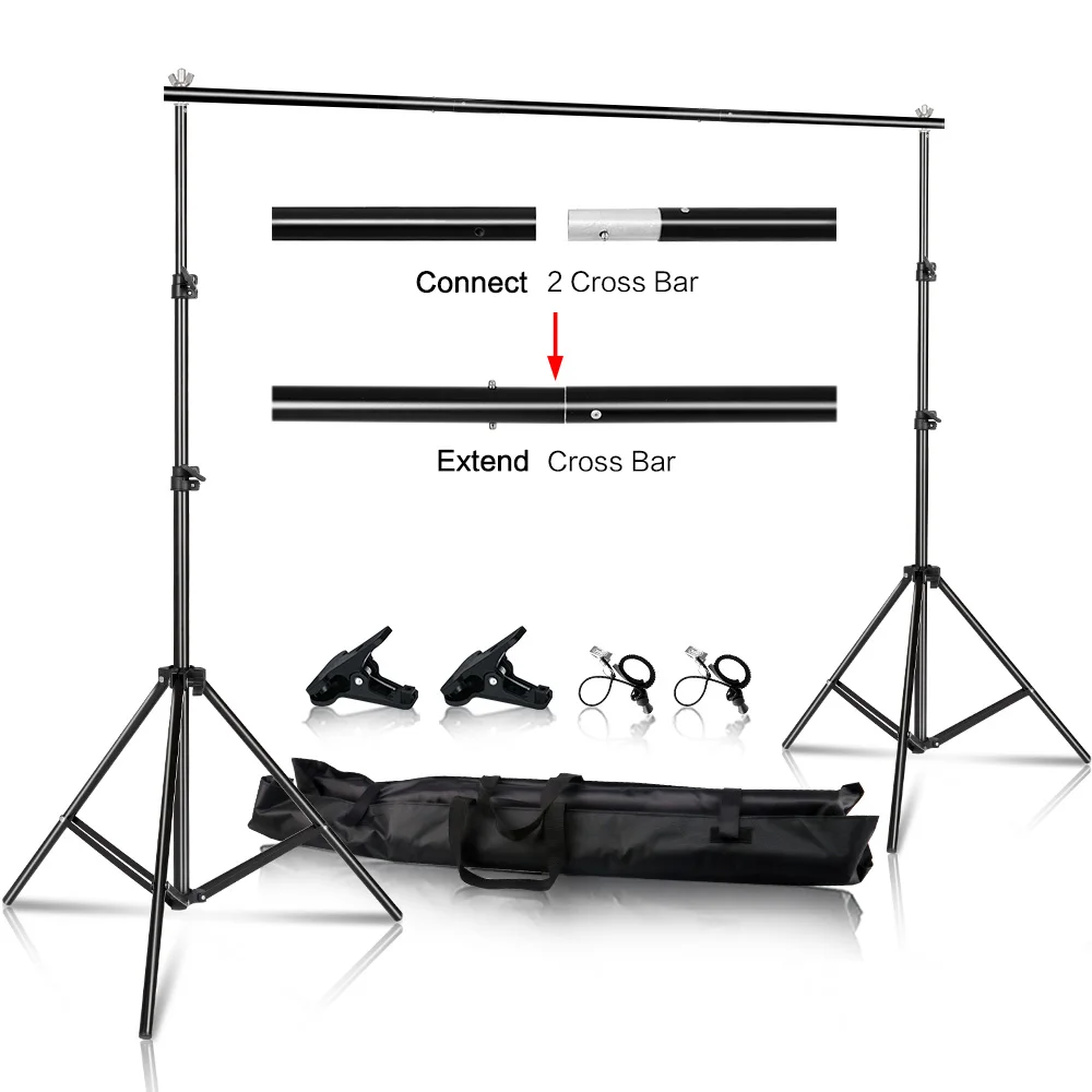 Sistema de Suporte de Fundo Bolsa de Transporte para Pano de Fundo Papel e Lona sh para Fotografia Kit de Suporte para Cenário de Estúdio de Fotografia com Bolsa Transporte para Pano Fundo de