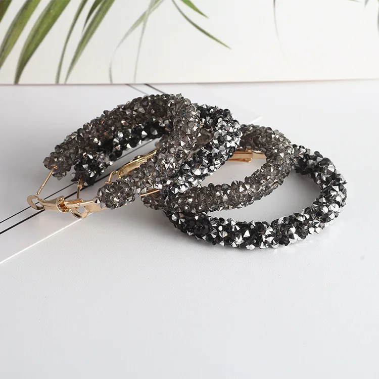 Женские большие круглые серьги-кольца массивные украшения в стиле панк под