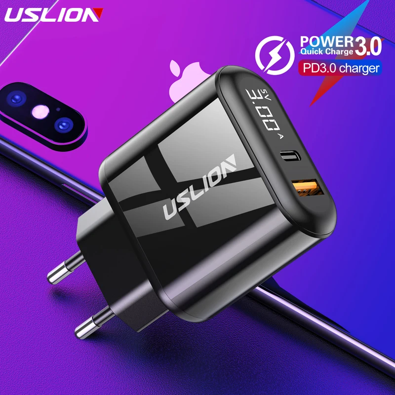 Зарядное устройство USLION с поддержкой быстрой зарядки USB 3 0 PD 0|Зарядные устройства