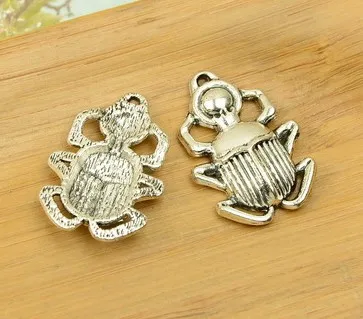 

Charm for making jewelry 3pcs 30x21mm antique silver color beetle charms