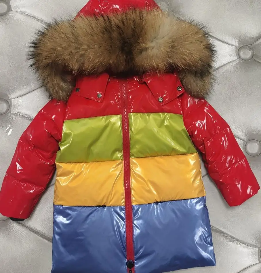 

women children Large Natural Raccoon Fox Fur Hooded Winter Down Coat Women 90% White Duck Down Jacket Thick Warm Parkas