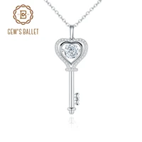 gems ballet 1 0ct d color moissanite diamond key pendant necklace with moissanite stone 925 sterling silver jewelry