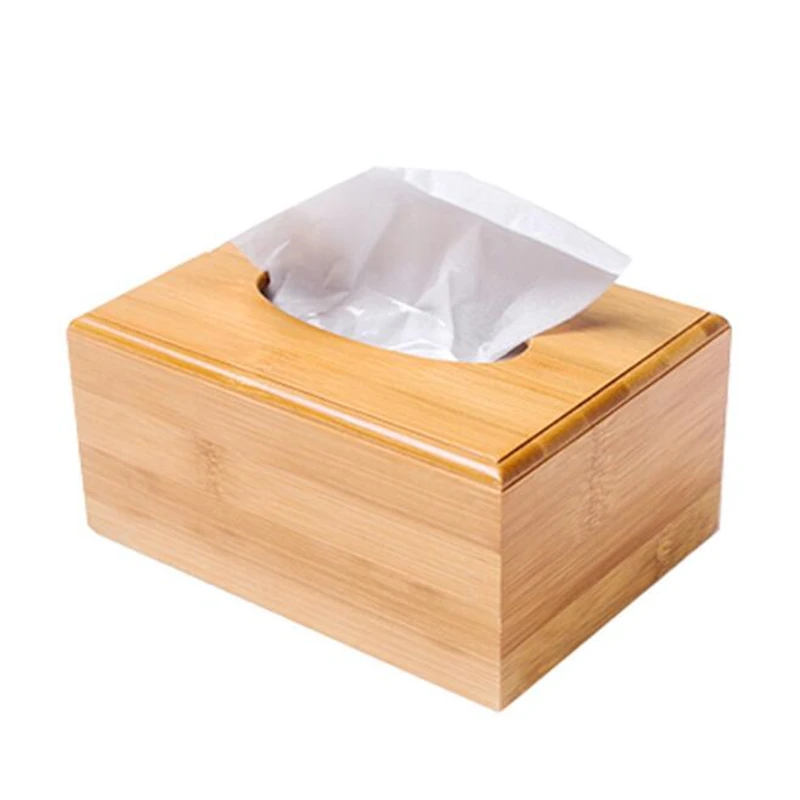 Fashion Style Bamboo Square Tissue Box Creative Seat Type Roll Storage Paper Canister Eco-Friendly Wood Table Decor | Дом и сад