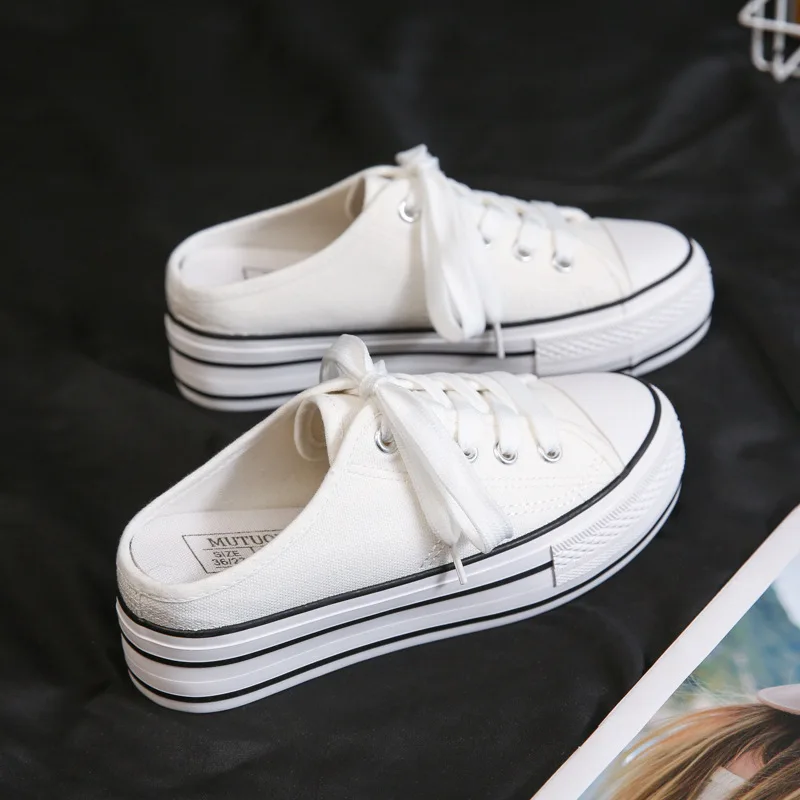 

2021Fashion Low-top Rubber-soled Vulcanized Shoes 2021 Autumn New Women Canvas Shoes Woman Thick-soled Inner Increase Casual Sho