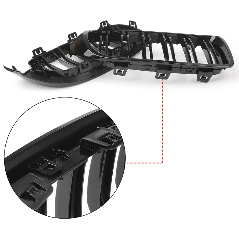 

SHGO HOT-Black Front Kidney Grill Double Slat M4 Sport Style Grill Fit for F32 F33 F36 F82 4 Series 2013-2018