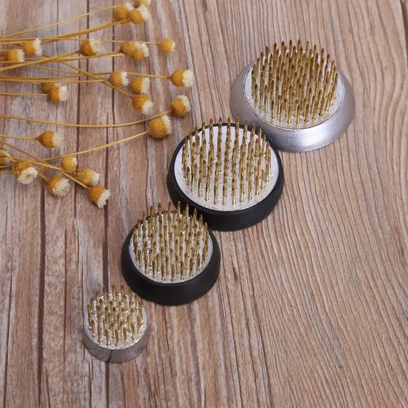 

Round Ikebana Kenzan Flower Frog With Rubber Gasket Art Fixed Arranging Tools