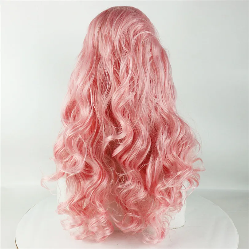 Розовые Цветные Волнистые волосы 13*4 кружевные передние парики натуральные