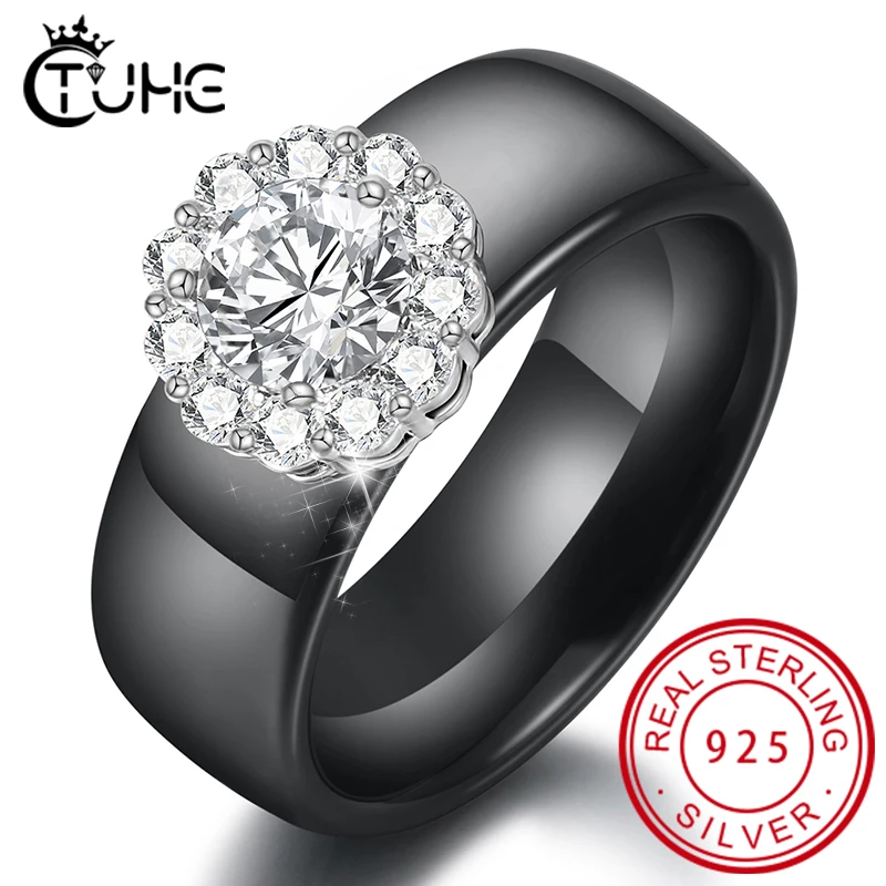 Стразы круги 8 мм ширина кольца черный белый цвет Mirco проложили прозрачный CZ