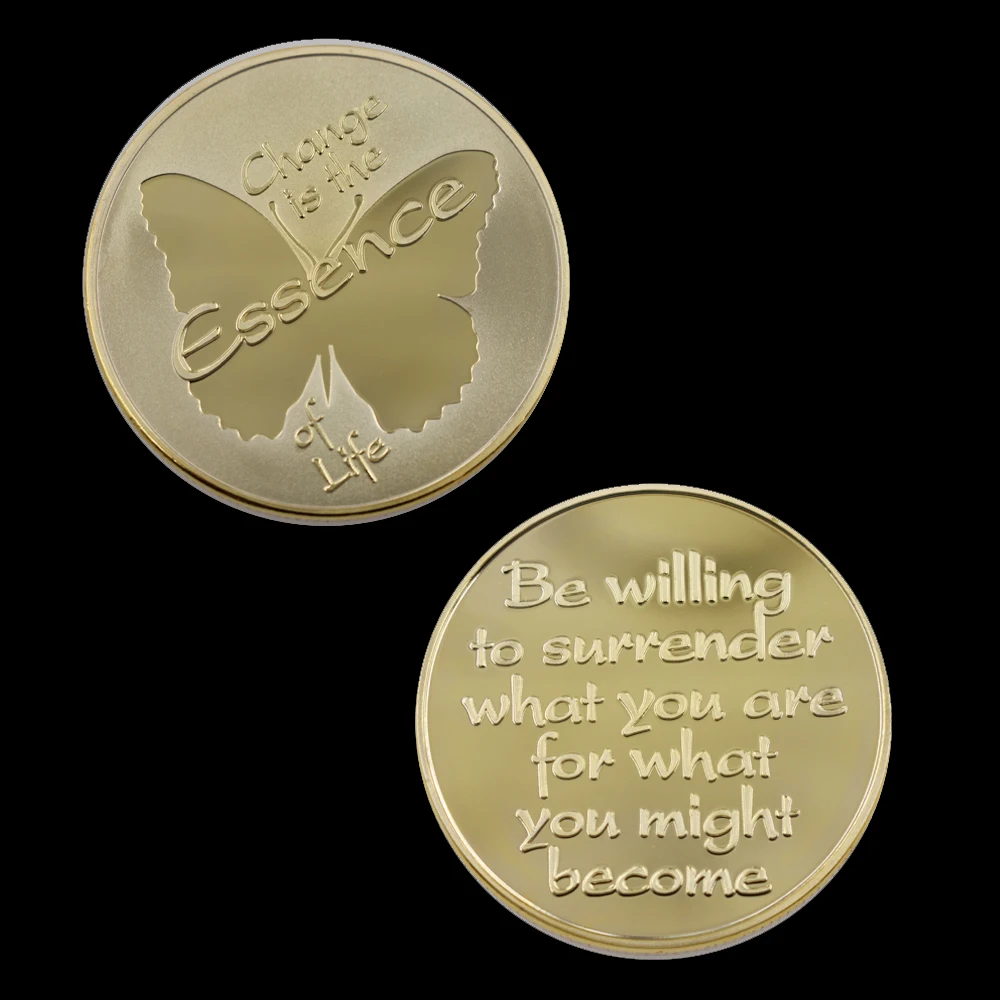 Ко Дню Святого Валентина памятная монета в подарок 24k Позолоченные бабочки