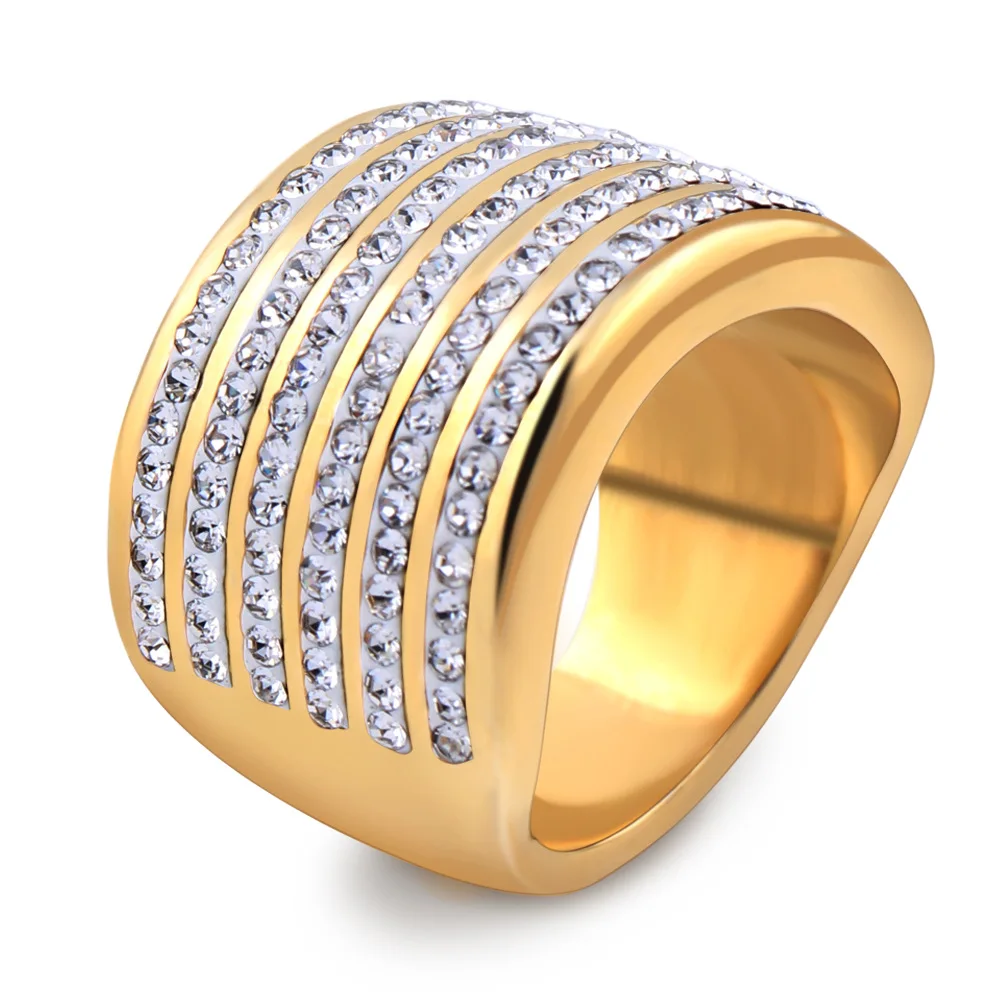 

European And American Vintage Men's Rings Irregular 5 Rows Diamond Titanium Steel Ring Fashion Jewelry Manufacturers Wholesale