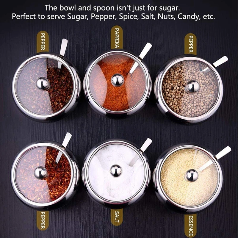 Сахарница из нержавеющей стали с прозрачной стеклянной крышкой для лучшего