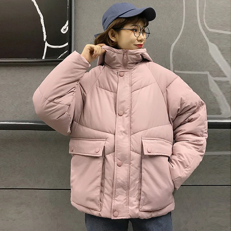 

New 2020 Women Short Winter Cotton Coats Loose Casual Plus Size Padded Female Jackets Hooded Parka Women Warm Outwear HK626