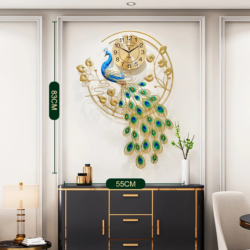 

Gold Color Nordic Design Wall Clock Livingroom Glass Peacock Digital Wall Clock Large Silent Klokken Wandklokken Home Decor 50WC