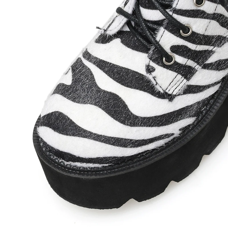 Осенние ботинки обувь на платформе со шнуровкой в полоску Ботинки Martin стиле панк