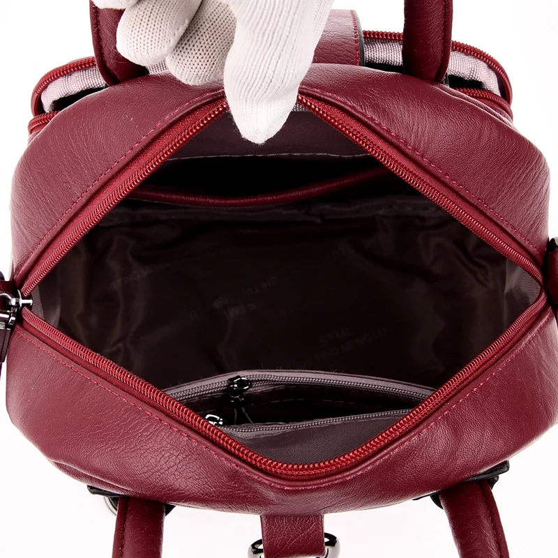 Женский металлический кожаный рюкзак женский рюкзак Mochila Feminina Повседневная многофункциональная женская сумка на плечо Sac A Dos дорожная сумка