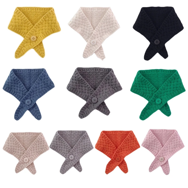 Корейский женский вязаный накладной воротник однотонный ярких цветов зимний