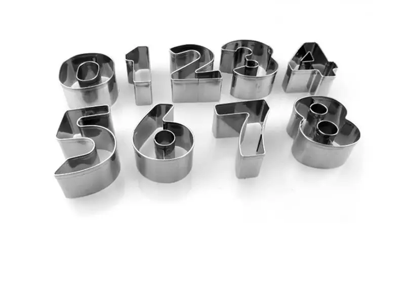 

9PCS Cookie Cutter Number 0-8 Shape Mold Cookie Cutter DIY Fondant Fruit Cutter DIY Baking Tools Stainless Steel Cookie Mould