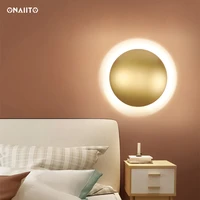 room decor led moon lamp metal wall lamp modern living room decoration lights gold wall sconce for bedroom round ring lamp home