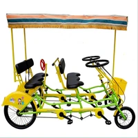 4 person quadricycle beach tandem bike surrey bicycle electric sightseeing car for adults with canopys