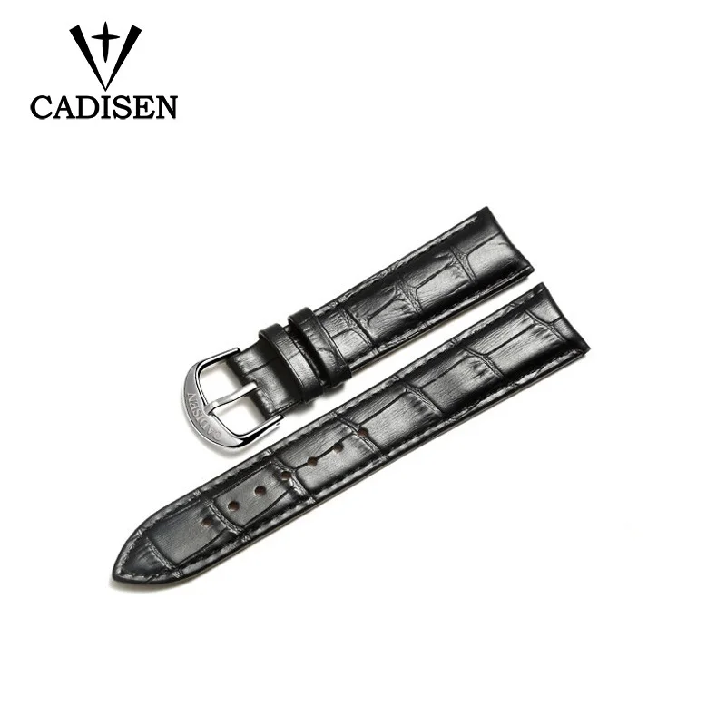 Ремешок CADISEN для наручных часов 2019 черный коричневый кожаный мягкий ремешок