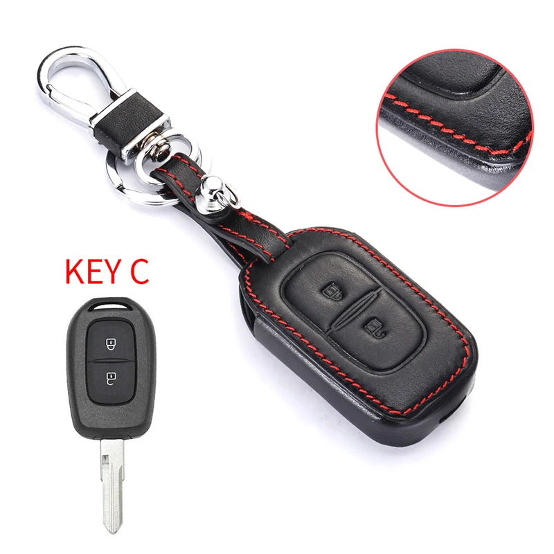 Кожаный чехол для автомобильного ключа Renault Koleos Kadjar Clio Dacia Logan Sandero Megane Modus Espace Kangoo
