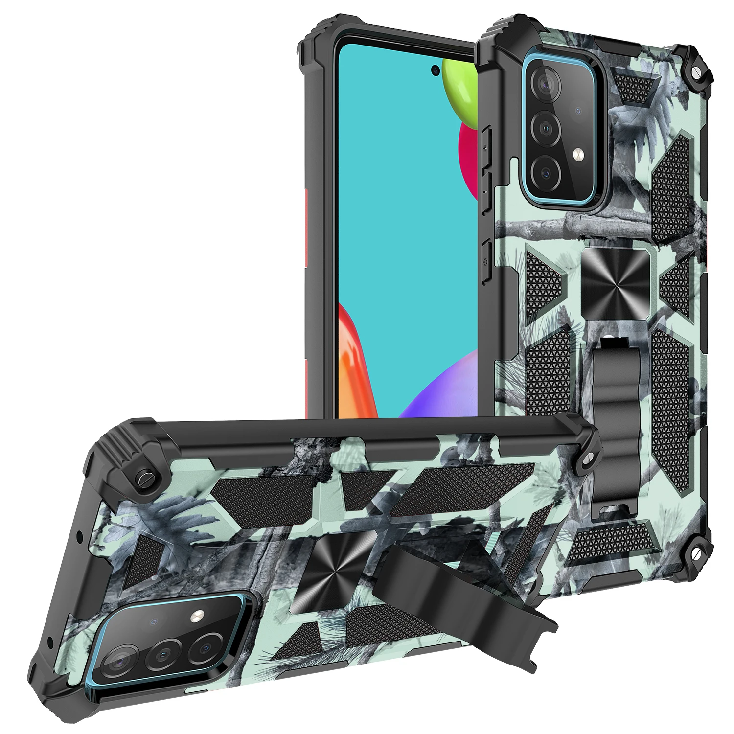 

Fashion Shockproof Camouflage Phone Case For Samsung Galaxy Note S20 S21 20 FE Plus Ultra PC Protection Magnetic Kickstand Cover