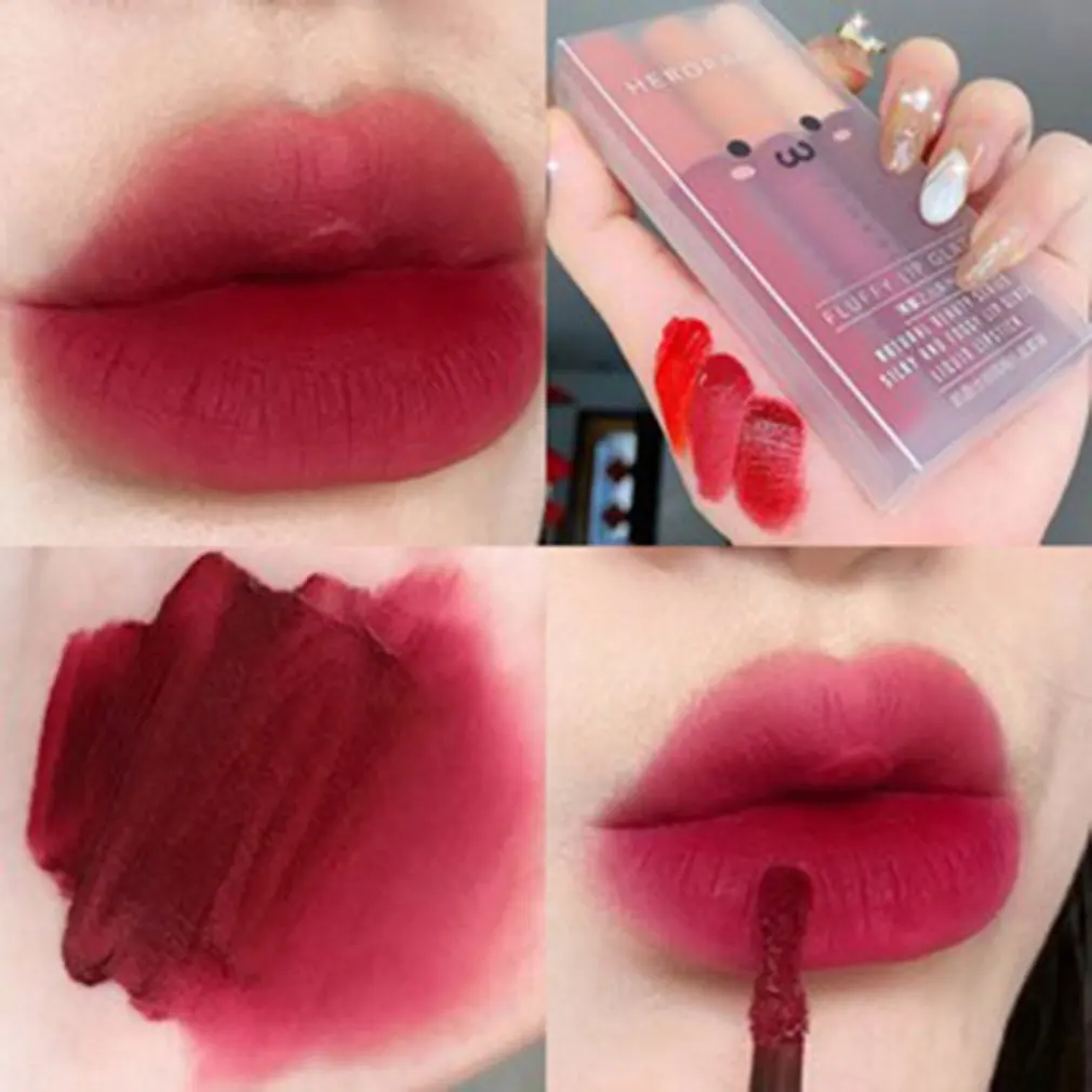

3pcs a set Lip Glaze Set Gift Box Waterproof And Moisturizing Not Easy To Stick Safe Ingredients Durable Lip Glaze