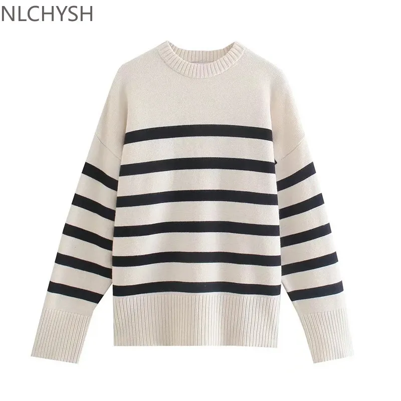 

Striped Sweater Woman Knitted Sweater Pullover Women Autumn 2021 Long Sleeve Top Fashion Preppy Warm Women's Jumper