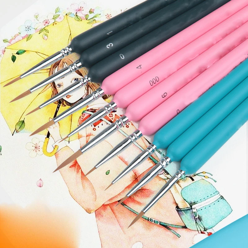 

11Pcs Hook Line Pen Watercolor Soft Hair Oil Paint Brushes Extra Fine Weasel Hair Hand Painted Brush brushes for acrylic paint