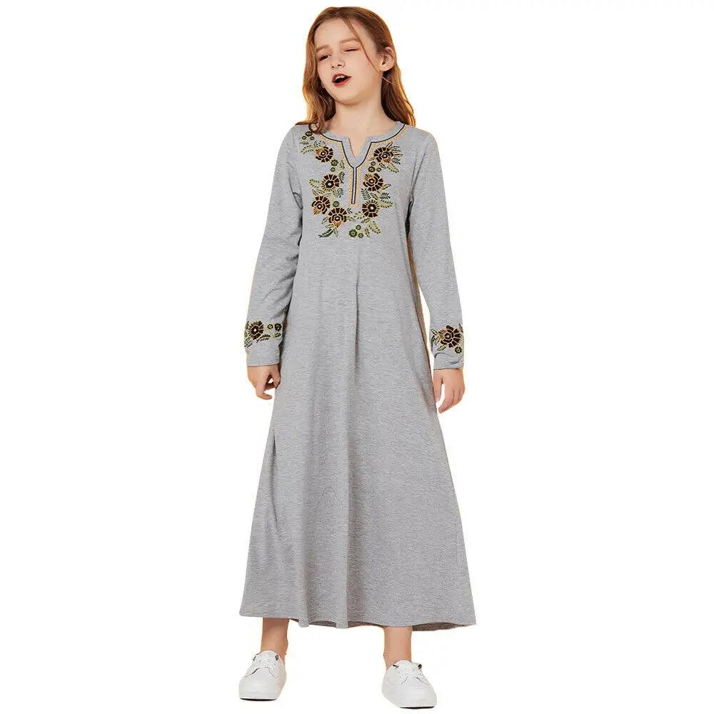 Детская Абая для девочек Дубай кафтан мусульманское модное Макси платье с