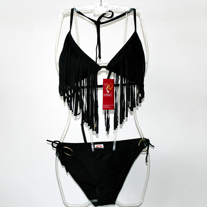

Most Popular Design Swimwear Bikini Beaded Fringe Top Ringed Bottom 2020 Removable Padded Tassel Bikini S.M.L.XL.XXL