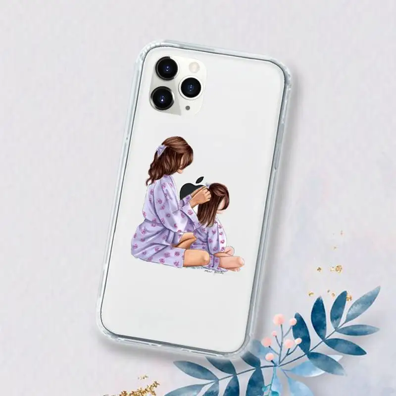 

Mom and baby Phone Case Transparent for iPhone 11 12 mini pro XS MAX 6 6S 8 7 Plus X 5S SE 2020 XR